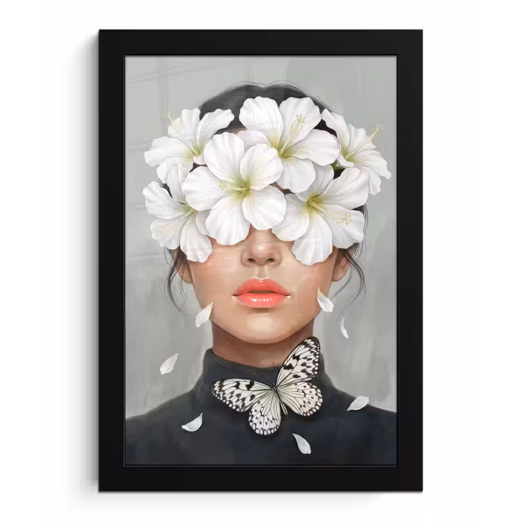 Lelies - Portret - Wit fotolijst zwart zonder passe partout klein -3d