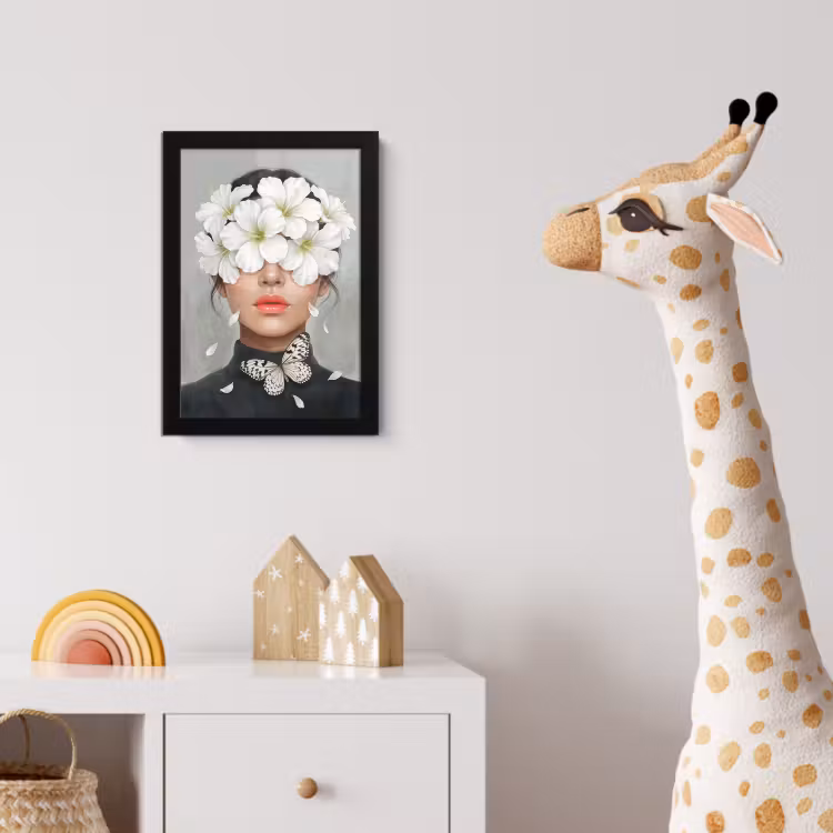 Lelies - Portret - Wit fotolijst zwart zonder passe partout klein -usfeer4_kinderkamer