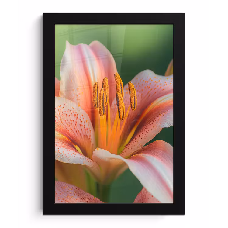 Lelie - Close up - Lichtroze fotolijst zwart zonder passe partout klein -3d