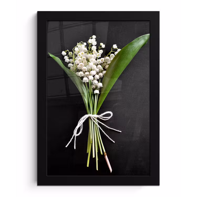 Lelietjes van dalen - Bloemen - Stilleven - Flora fotolijst zwart zonder passe partout klein -3d