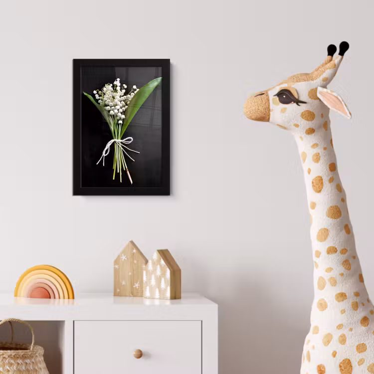 Lelietjes van dalen - Bloemen - Stilleven - Flora fotolijst zwart zonder passe partout klein -usfeer4_kinderkamer