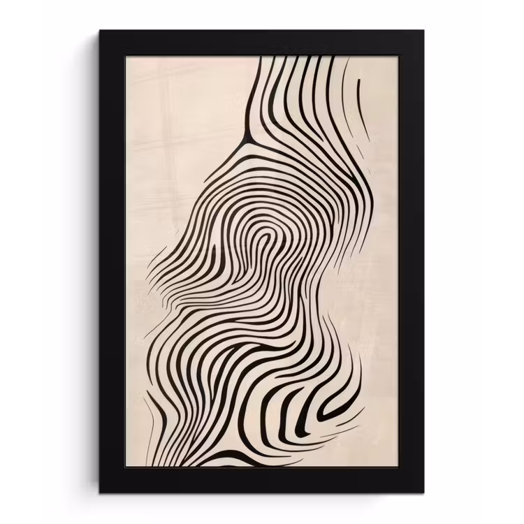 Lijnen - Abstract - Golvend - Zwart fotolijst zwart zonder passe partout klein -3d