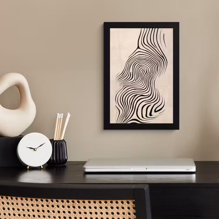 Lijnen - Abstract - Golvend - Zwart fotolijst zwart zonder passe partout klein -sfeer1