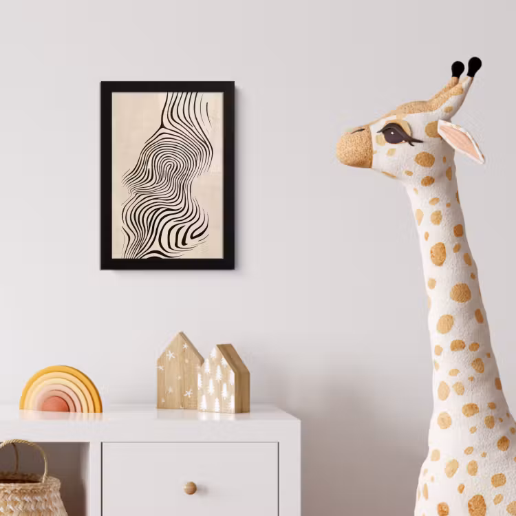 Lijnen - Abstract - Golvend - Zwart fotolijst zwart zonder passe partout klein -usfeer4_kinderkamer