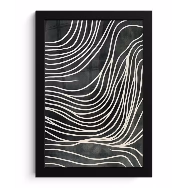Lijnen - Patroon - Abstract - Wit fotolijst zwart zonder passe partout klein -3d