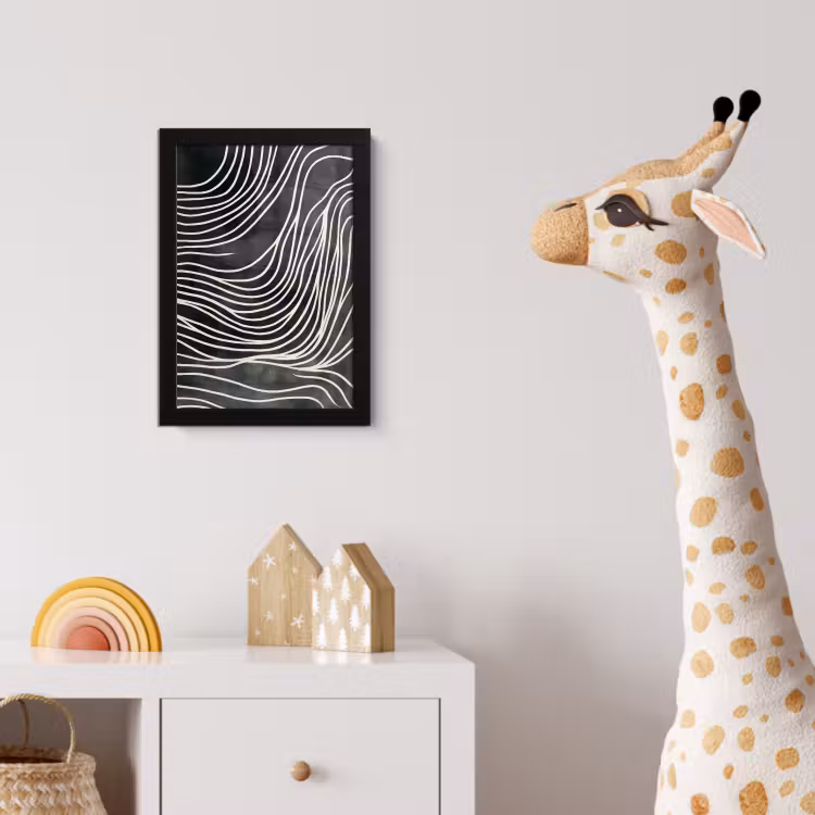 Lijnen - Patroon - Abstract - Wit fotolijst zwart zonder passe partout klein -usfeer4_kinderkamer