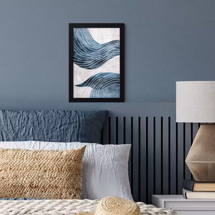 Lijnen - Golven - Abstract - Blauw fotolijst zwart zonder passe partout klein -sfeer3