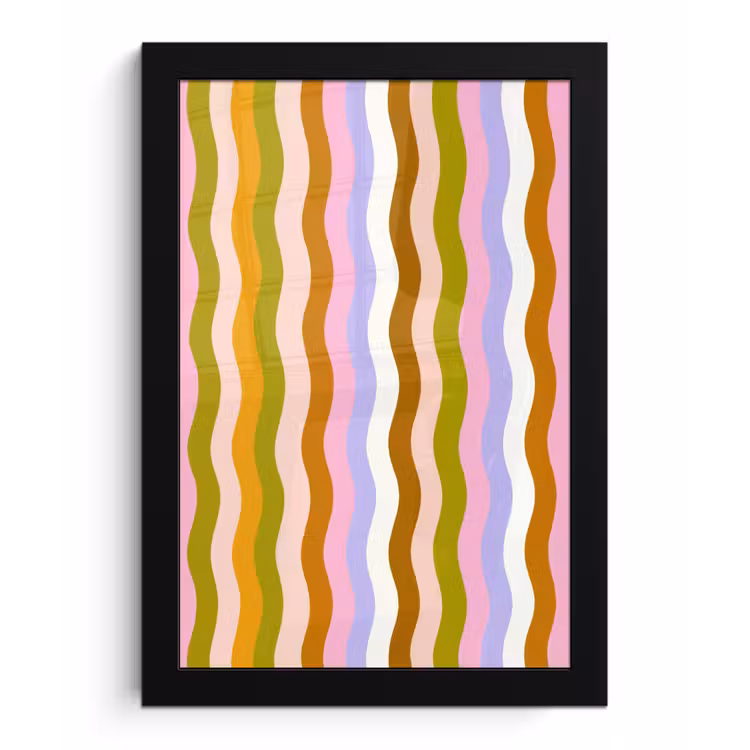 lijnen - Golven - Pastelkleuren - Patroon fotolijst zwart zonder passe partout klein -3d