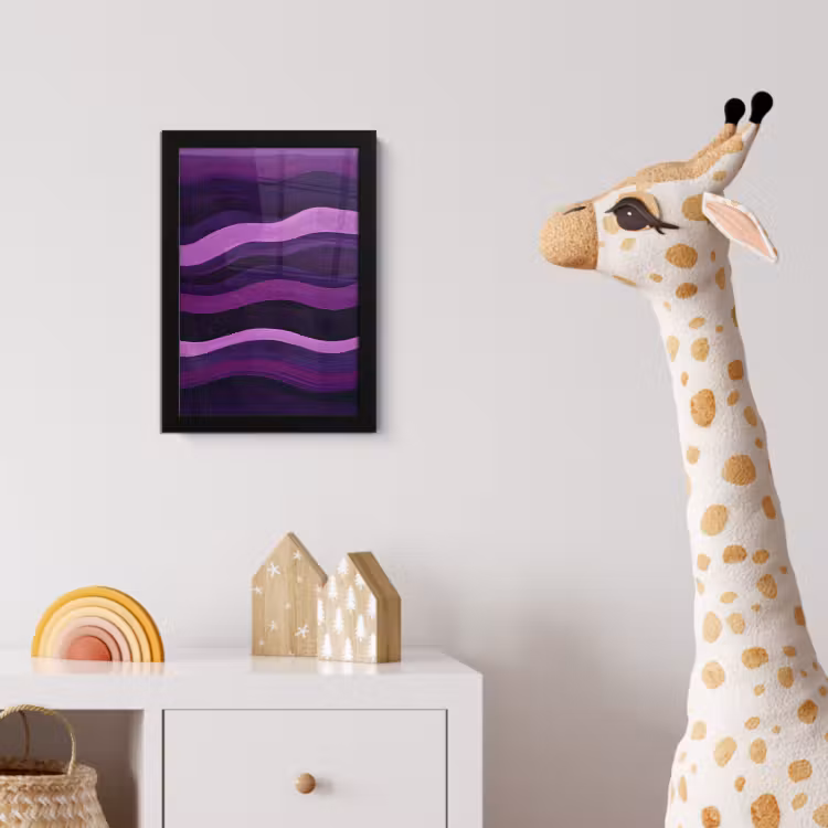 Lijnen - Golven - Paars - Abstract fotolijst zwart zonder passe partout klein -usfeer4_kinderkamer