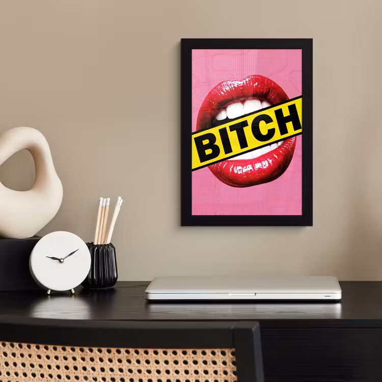 Lippen - Tekst - Kleurrijk fotolijst zwart zonder passe partout klein -sfeer1