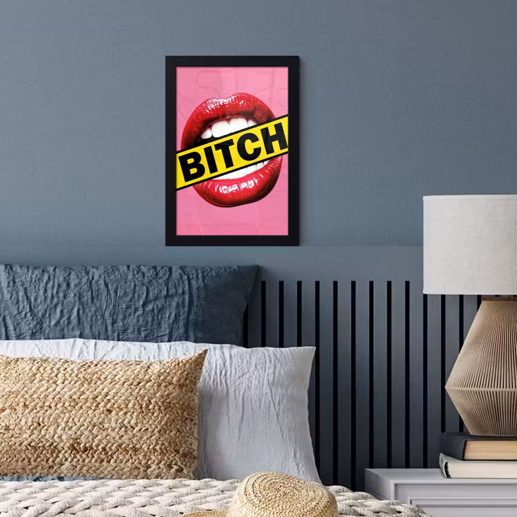 Lippen - Tekst - Kleurrijk fotolijst zwart zonder passe partout klein -sfeer3