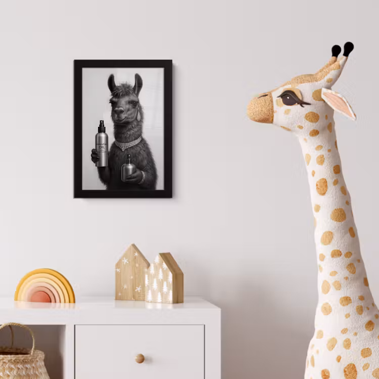 Lama - Flessen - Zwart - Wit fotolijst zwart zonder passe partout klein -usfeer4_kinderkamer