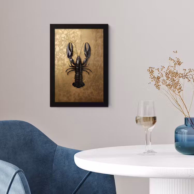 Kreeft - Zwart - Goud - Luxe fotolijst zwart zonder passe partout klein -sfeer4