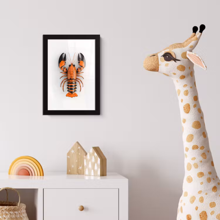 Kreeft - Zwart - Oranje - Wit - Uniek fotolijst zwart zonder passe partout klein -usfeer4_kinderkamer