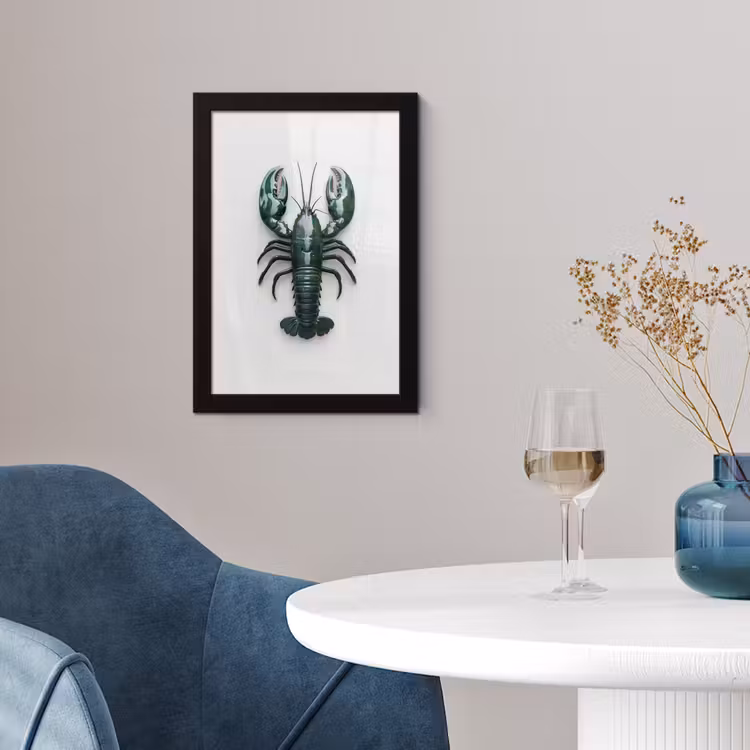 Kreeft - Glossier - Groen - Wit fotolijst zwart zonder passe partout klein -sfeer4