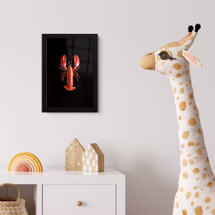 Kreeft - Glossier Rood - Zwart fotolijst zwart zonder passe partout klein -usfeer4_kinderkamer