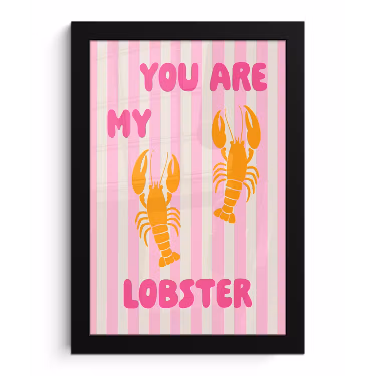 Lobster - Love - Valentijn fotolijst zwart zonder passe partout klein -3d