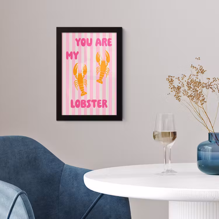 Lobster - Love - Valentijn fotolijst zwart zonder passe partout klein -sfeer4