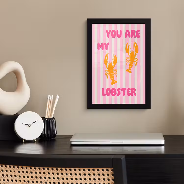 Lobster - Love - Valentijn fotolijst zwart zonder passe partout klein -sfeer1