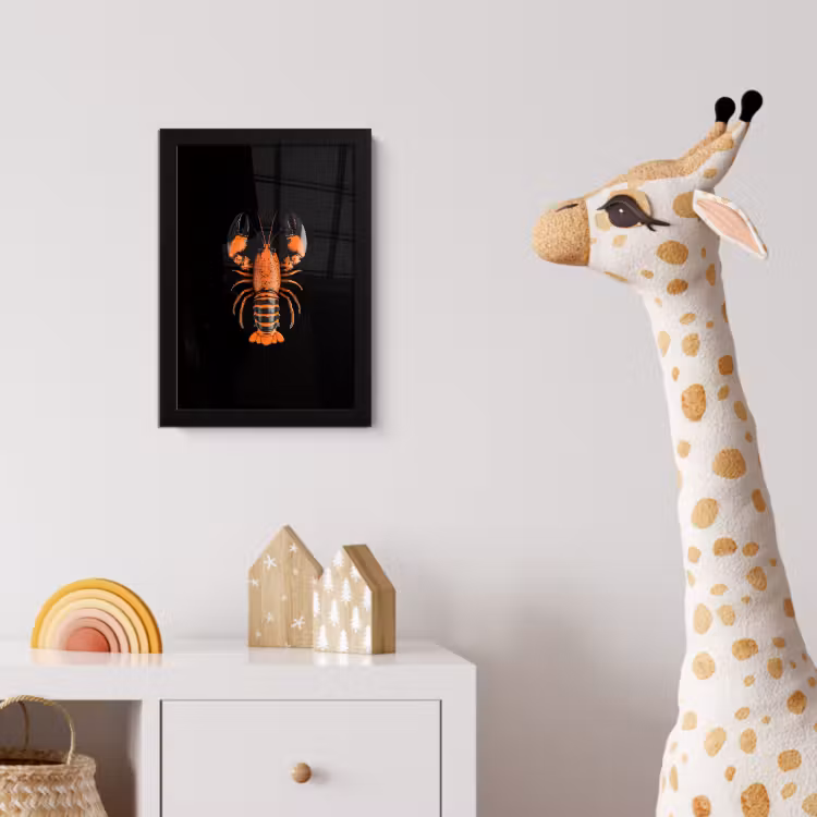 Kreeft - Oranje - Zwart - Modern fotolijst zwart zonder passe partout klein -usfeer4_kinderkamer