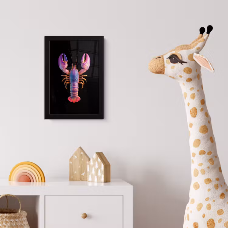 Kreeft - Paars - Roze - Zwart - Stippen - Lila fotolijst zwart zonder passe partout klein -usfeer4_kinderkamer