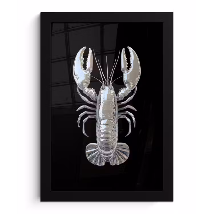 Kreeft - Zilver - Metallic - Luxe fotolijst zwart zonder passe partout klein -3d