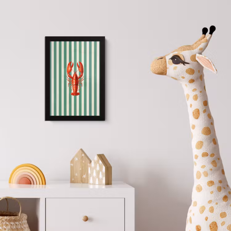 Kreeft - Strepen - Realistisch - Zomers fotolijst zwart zonder passe partout klein -usfeer4_kinderkamer