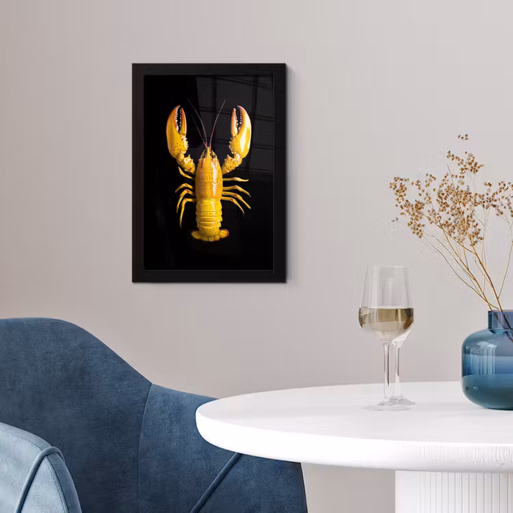 Kreeft - Geel - Stippen - Effen fotolijst zwart zonder passe partout klein -sfeer4