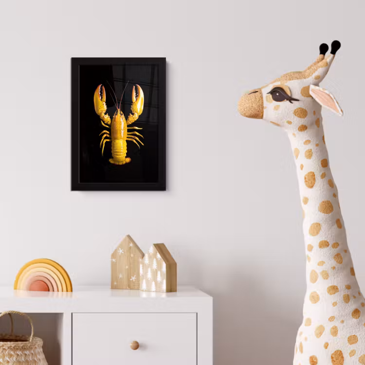 Kreeft - Geel - Stippen - Effen fotolijst zwart zonder passe partout klein -usfeer4_kinderkamer