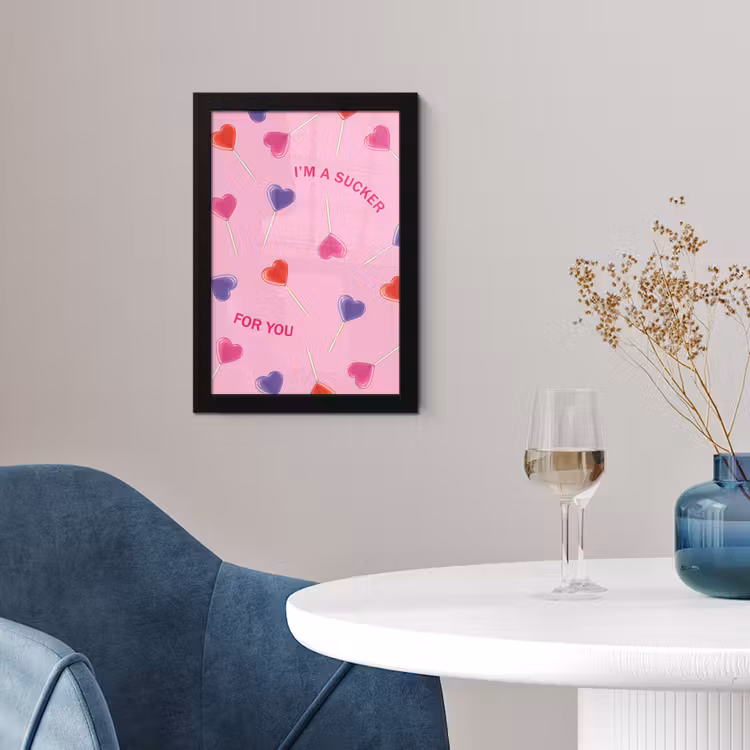 Lolly - Valentijn - Illustratie - Snoep fotolijst zwart zonder passe partout klein -sfeer4