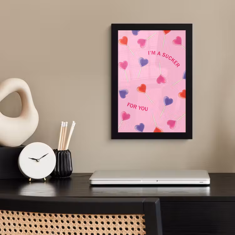 Lolly - Valentijn - Illustratie - Snoep fotolijst zwart zonder passe partout klein -sfeer1