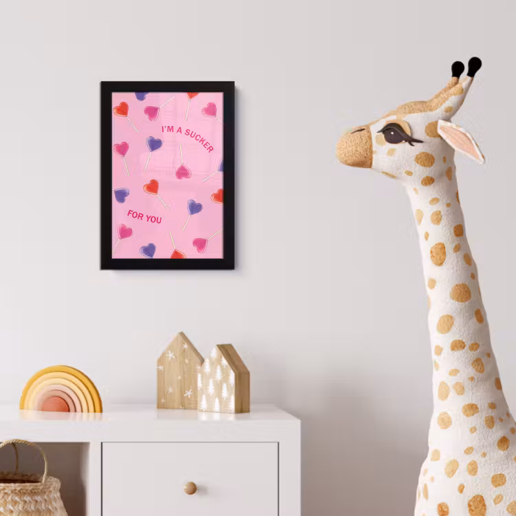 Lolly - Valentijn - Illustratie - Snoep fotolijst zwart zonder passe partout klein -usfeer4_kinderkamer