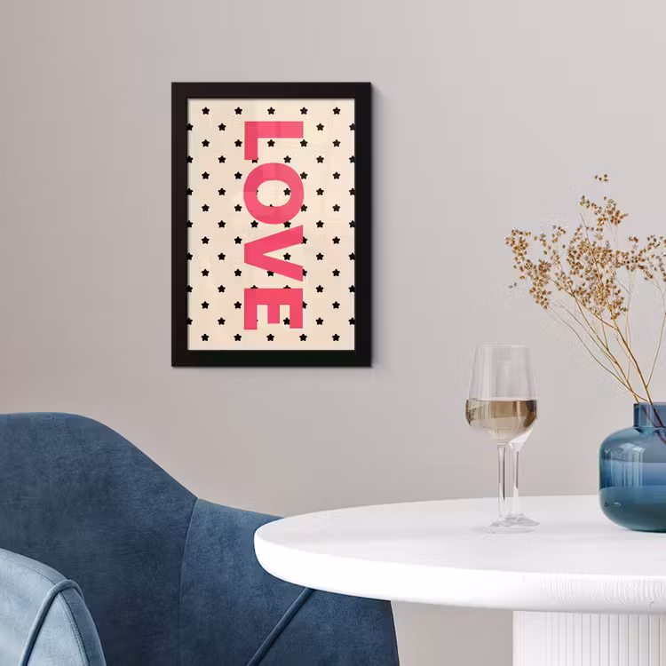 Love - Stippen - Roze fotolijst zwart zonder passe partout klein -sfeer4