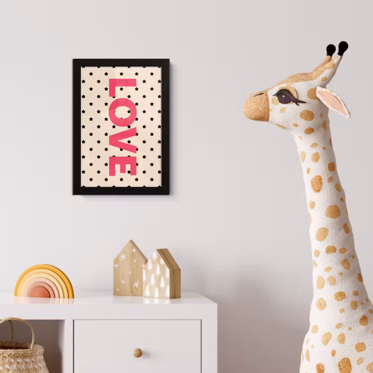 Love - Stippen - Roze fotolijst zwart zonder passe partout klein -usfeer4_kinderkamer