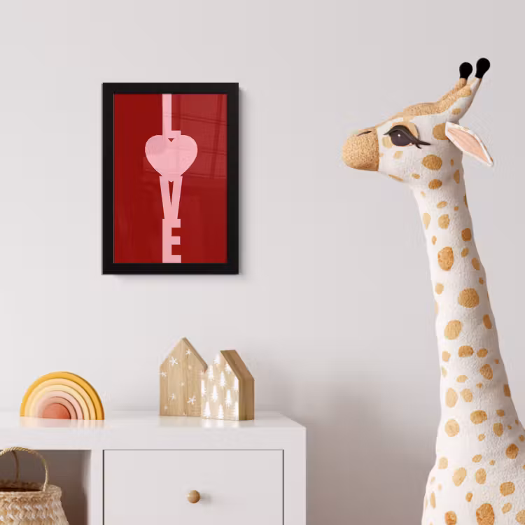 Love - Hart - Rood fotolijst zwart zonder passe partout klein -usfeer4_kinderkamer