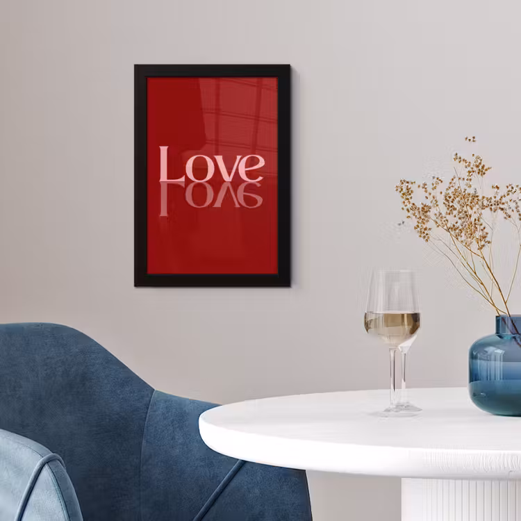 Love - Spiegeling - Rood fotolijst zwart zonder passe partout klein -sfeer4