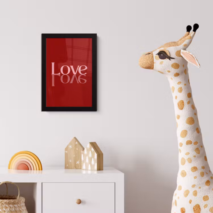 Love - Spiegeling - Rood fotolijst zwart zonder passe partout klein -usfeer4_kinderkamer