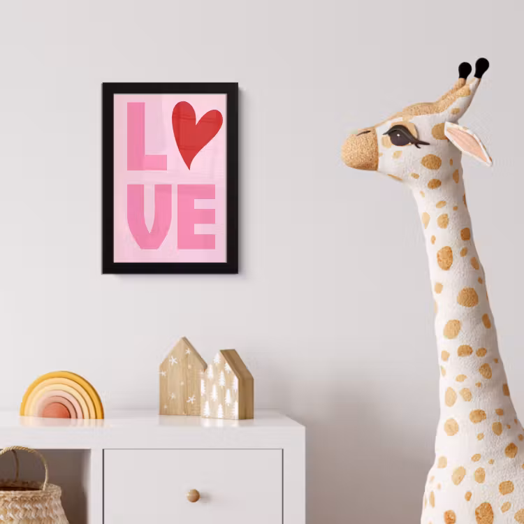 Love - Roze - Hart - Valentijn fotolijst zwart zonder passe partout klein -usfeer4_kinderkamer