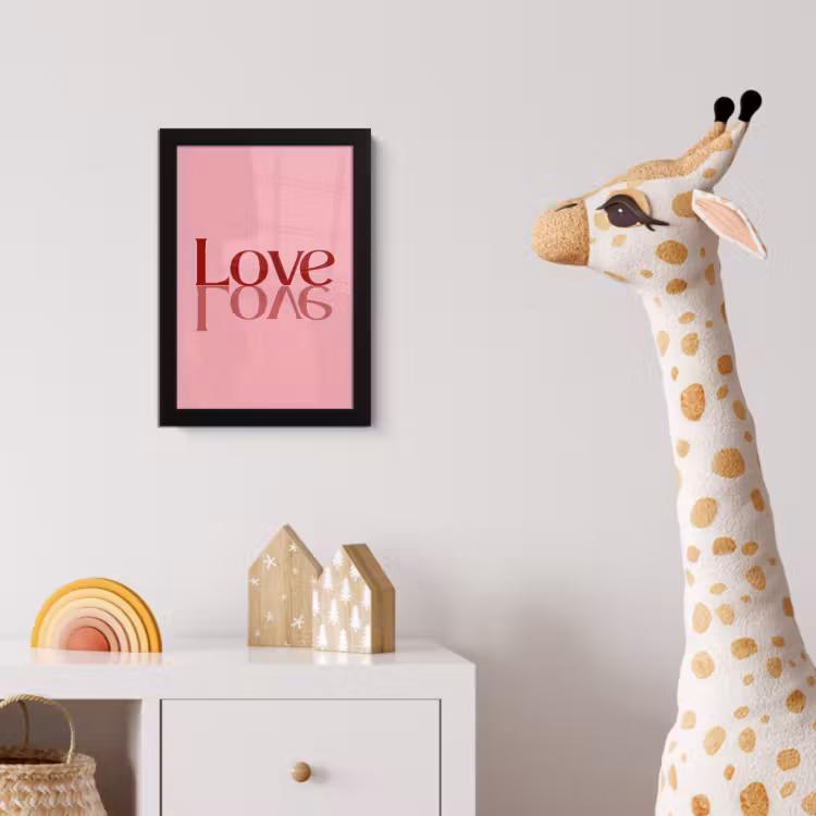 Love - Roze - Spiegeling fotolijst zwart zonder passe partout klein -usfeer4_kinderkamer
