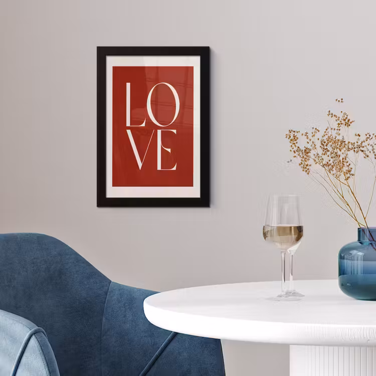 Love - Rood - Minimalistisch fotolijst zwart zonder passe partout klein -sfeer4