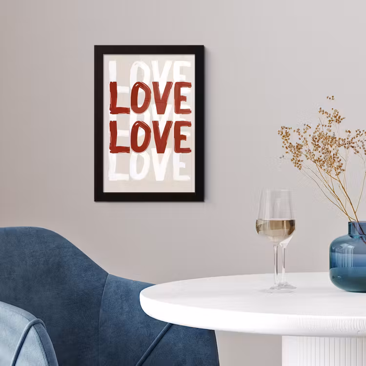 Love - Rood - Tekst fotolijst zwart zonder passe partout klein -sfeer4