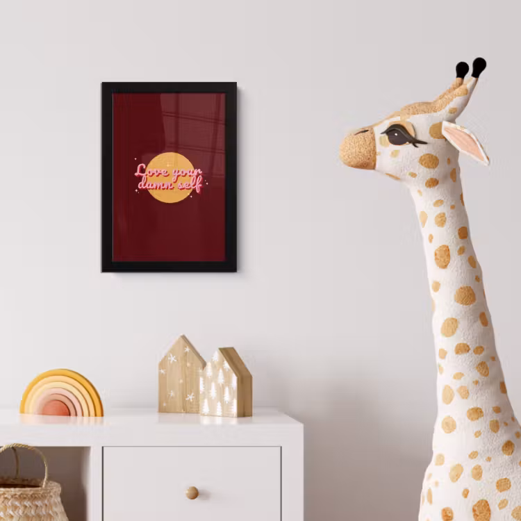 love your damn self - Cirkel - Glitter - Rood fotolijst zwart zonder passe partout klein -usfeer4_kinderkamer