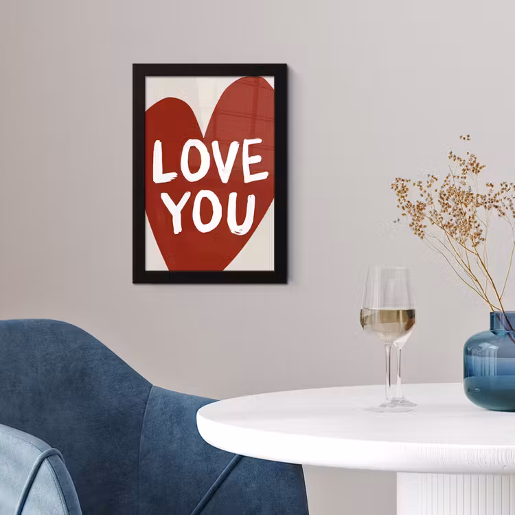 Loveyou - Hart - Rood fotolijst zwart zonder passe partout klein -sfeer4