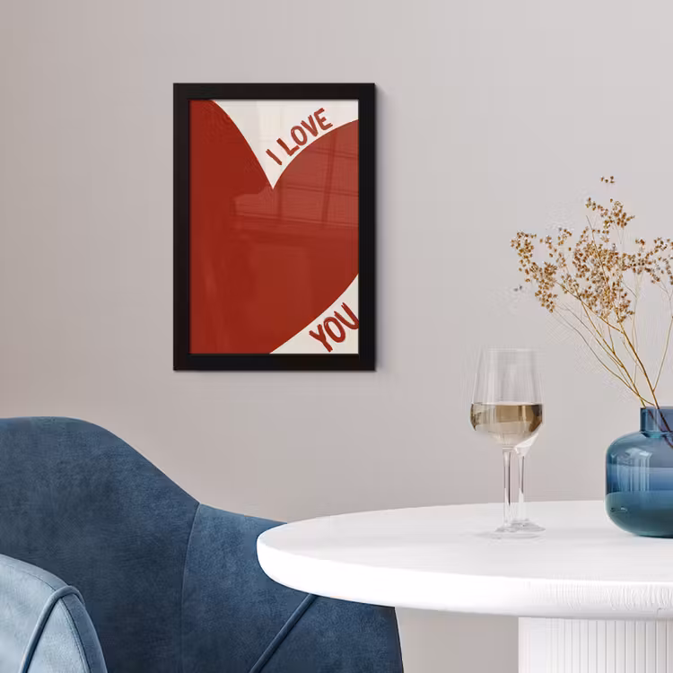 Loveyou - Rood - Hart fotolijst zwart zonder passe partout klein -sfeer4