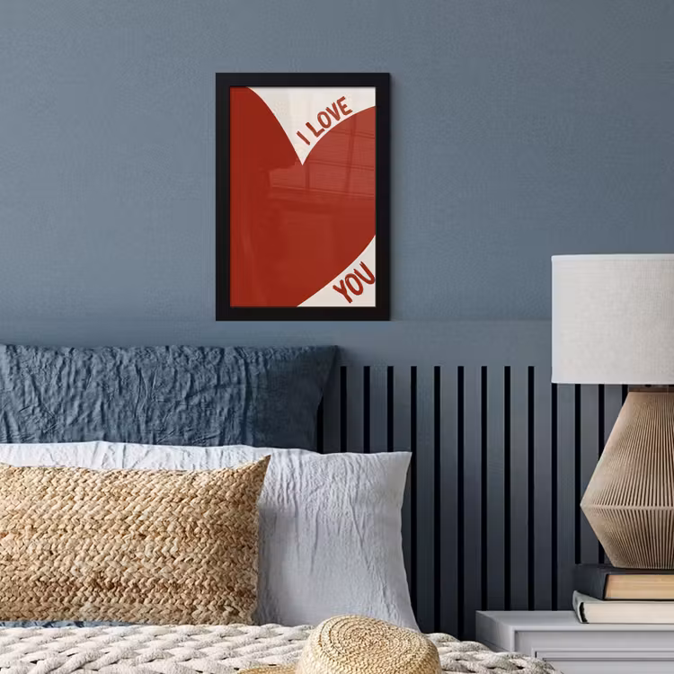 Loveyou - Rood - Hart fotolijst zwart zonder passe partout klein -sfeer3