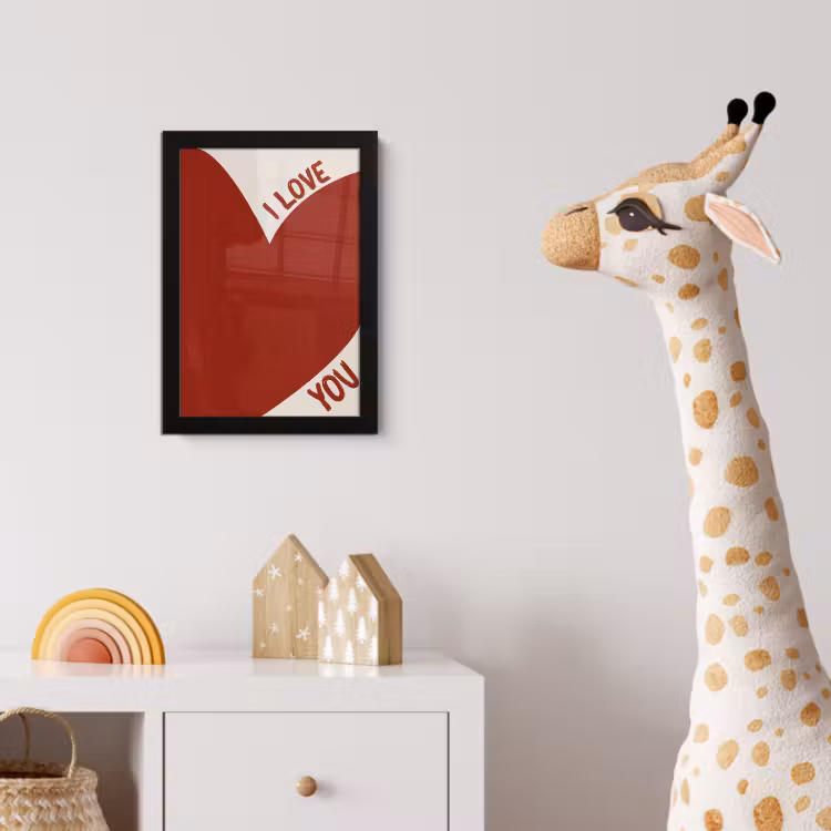 Loveyou - Rood - Hart fotolijst zwart zonder passe partout klein -usfeer4_kinderkamer