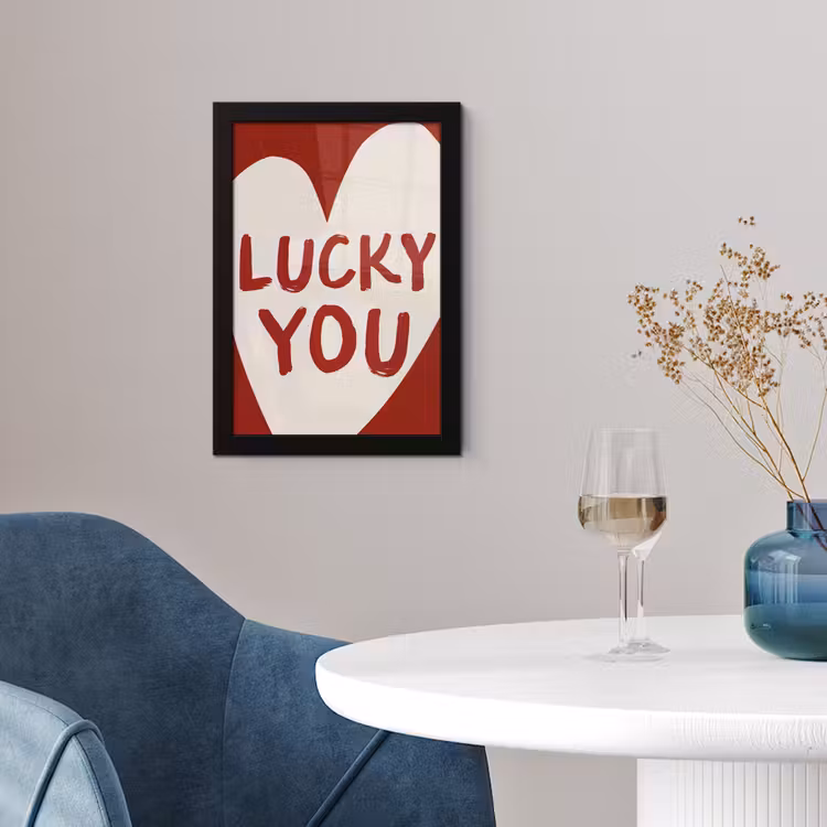 Lucky - Hart - Rood fotolijst zwart zonder passe partout klein -sfeer4
