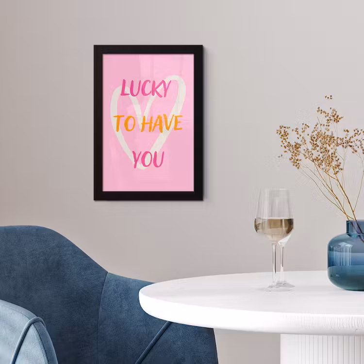 Lucky - Love - Valentijn - Roze fotolijst zwart zonder passe partout klein -sfeer4