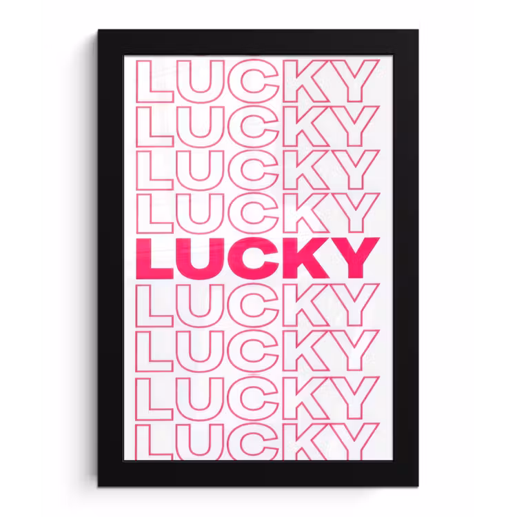 Lucky - Roze - Patroon fotolijst zwart zonder passe partout klein -3d