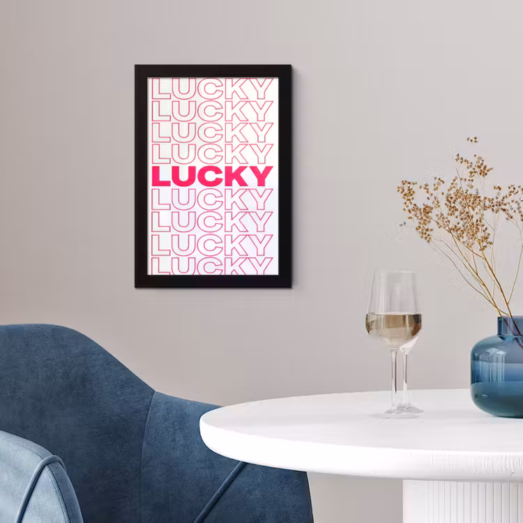 Lucky - Roze - Patroon fotolijst zwart zonder passe partout klein -sfeer4